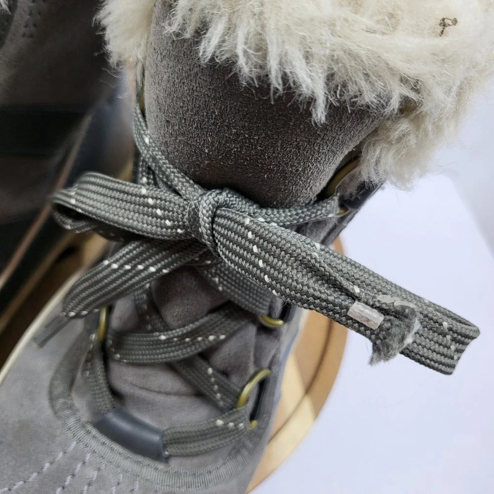 Sorel Tivoli II Women's Winter Snow Boots Waterproof Suede Faux Fur‎ Grey Size 6